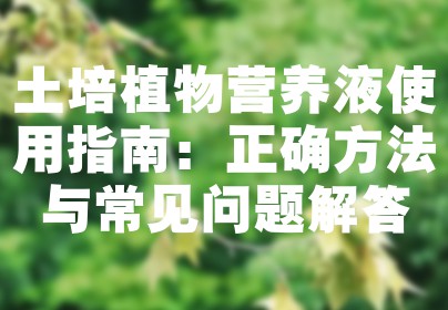 土培植物营养液使用指南：正确方法与常见问题解答
